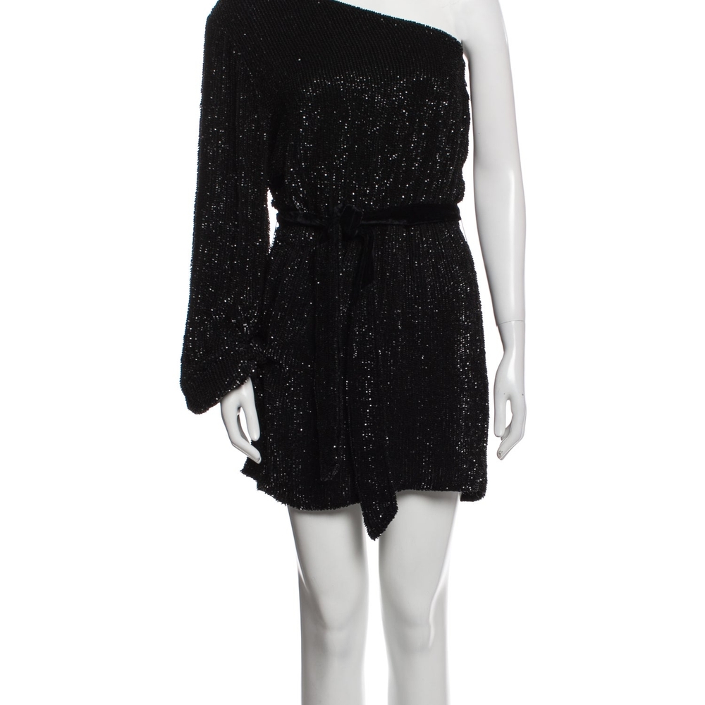 Retrofete Black Sequin One-Shoulder Dress